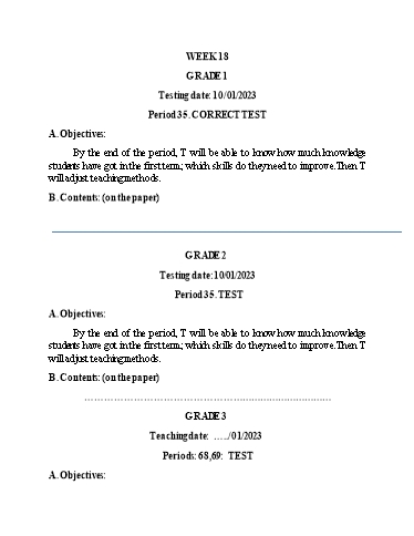 Kế hoạch bài dạy Tiếng Anh Lớp 1 - Tuần 18 - Tiết 35: Correct test- Năm học 2022-2023 - Phan Thị Phương Thanh