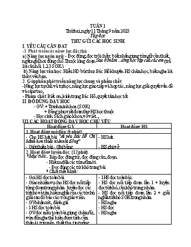 Kế hoạch bài dạy Toán + Tiếng Việt 5 - Tuần 1 - Năm học 2023-2024 - Phan Thị Thu Hiền