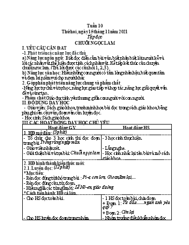 Kế hoạch bài dạy Toán + Tiếng Việt 5 - Tuần 10 - Năm học 2021-2022 - Phan Thị Thu Hiền