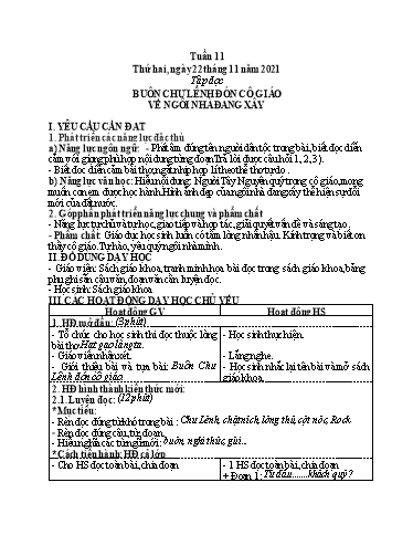 Kế hoạch bài dạy Toán + Tiếng Việt 5 - Tuần 11 - Năm học 2021-2022 - Phan Thị Thu Hiền