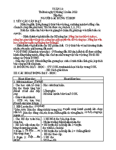 Kế hoạch bài dạy Toán + Tiếng Việt 5 - Tuần 13 - Năm học 2022-2023 - Phan Thị Thu Hiền