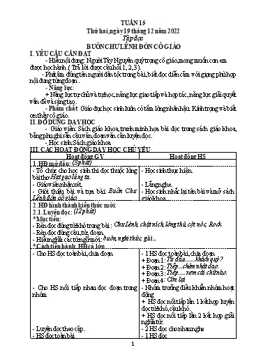 Kế hoạch bài dạy Toán + Tiếng Việt 5 - Tuần 15 - Năm học 2022-2023 - Phan Thị Thu Hiền