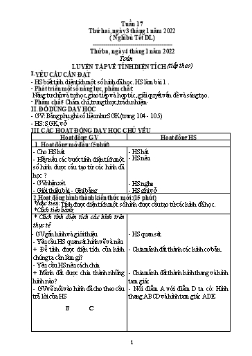 Kế hoạch bài dạy Toán + Tiếng Việt 5 - Tuần 17 - Năm học 2021-2022 - Phan Thị Thu Hiền