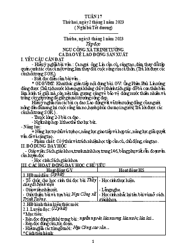 Kế hoạch bài dạy Toán + Tiếng Việt 5 - Tuần 17 - Năm học 2022-2023 - Phan Thị Thu Hiền