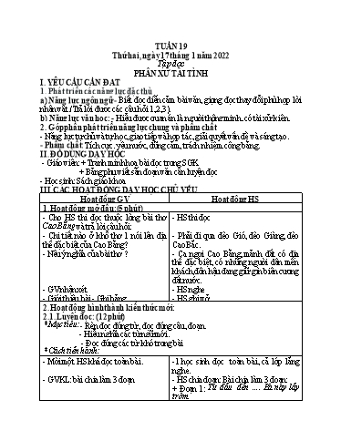 Kế hoạch bài dạy Toán + Tiếng Việt 5 - Tuần 19 - Năm học 2021-2022 - Phan Thị Thu Hiền