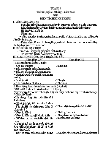 Kế hoạch bài dạy Toán + Tiếng Việt 5 - Tuần 19 - Năm học 2022-2023 - Phan Thị Thu Hiền