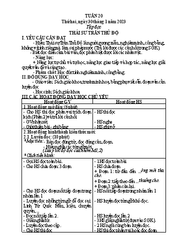 Kế hoạch bài dạy Toán + Tiếng Việt 5 - Tuần 20 - Năm học 2022-2023 - Phan Thị Thu Hiền