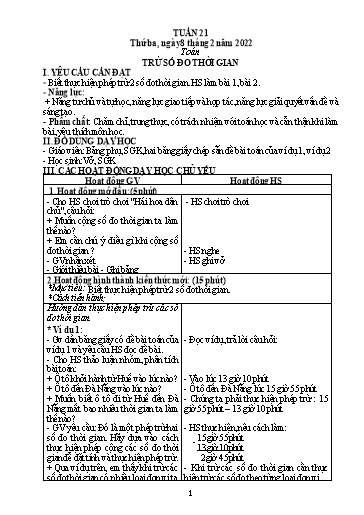 Kế hoạch bài dạy Toán + Tiếng Việt 5 - Tuần 21 - Năm học 2021-2022 - Phan Thị Thu Hiền