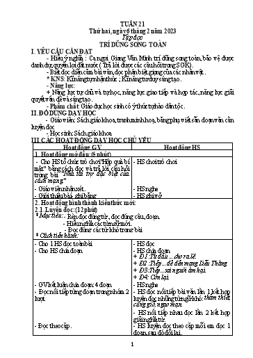 Kế hoạch bài dạy Toán + Tiếng Việt 5 - Tuần 21 - Năm học 2022-2023 - Phan Thị Thu Hiền