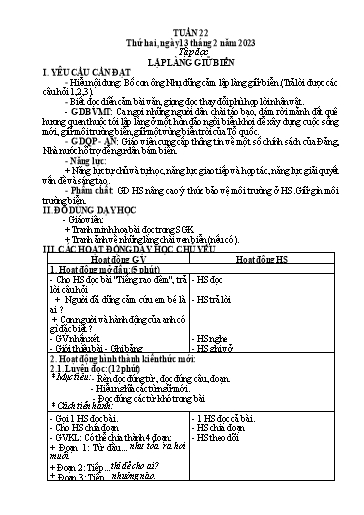 Kế hoạch bài dạy Toán + Tiếng Việt 5 - Tuần 22 - Năm học 2022-2023 - Phan Thị Thu Hiền