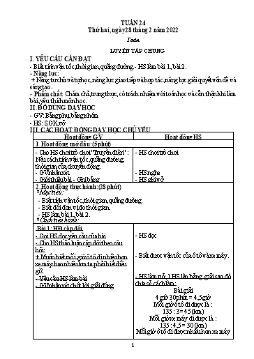 Kế hoạch bài dạy Toán + Tiếng Việt 5 - Tuần 24 - Năm học 2021-2022 - Phan Thị Thu Hiền
