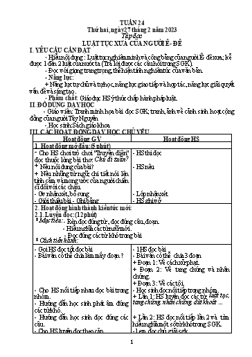 Kế hoạch bài dạy Toán + Tiếng Việt 5 - Tuần 24 - Năm học 2022-2023 - Phan Thị Thu Hiền