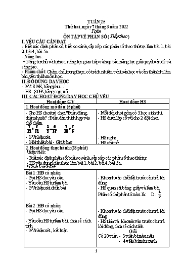 Kế hoạch bài dạy Toán + Tiếng Việt 5 - Tuần 25 - Năm học 2021-2022 - Phan Thị Thu Hiền