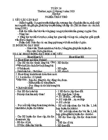 Kế hoạch bài dạy Toán + Tiếng Việt 5 - Tuần 26 - Năm học 2022-2023 - Phan Thị Thu Hiền