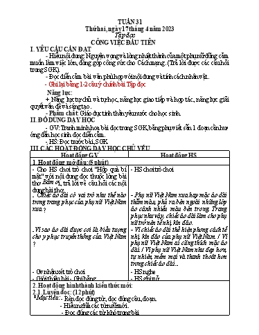 Kế hoạch bài dạy Toán + Tiếng Việt 5 - Tuần 31 - Năm học 2022-2023 - Phan Thị Thu Hiền