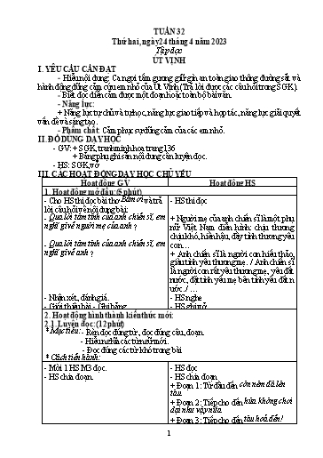 Kế hoạch bài dạy Toán + Tiếng Việt 5 - Tuần 32 - Năm học 2022-2023 - Phan Thị Thu Hiền