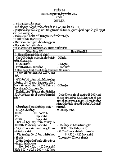 Kế hoạch bài dạy Toán + Tiếng Việt 5 - Tuần 34 - Năm học 2021-2022 - Phan Thị Thu Hiền