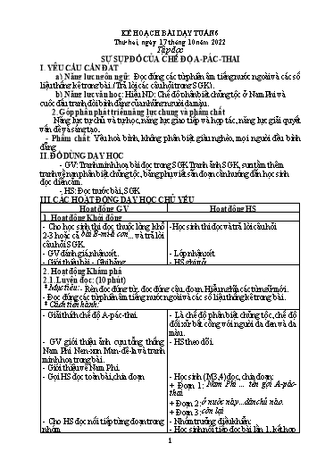 Kế hoạch bài dạy Toán + Tiếng Việt 5 - Tuần 6 - Năm học 2022-2023 - Phan Thị Thu Hiền