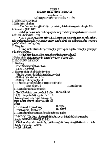 Kế hoạch bài dạy Toán + Tiếng Việt 5 - Tuần 7 - Năm học 2021-2022 - Phan Thị Thu Hiền