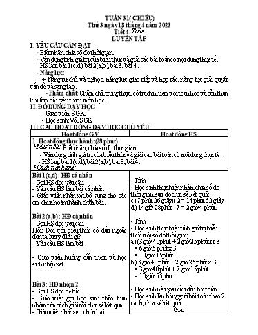 Kế hoạch bài dạy Toán + Tiếng Việt Lớp 5 - Tuần 31 - Năm học 2022-2023 - Phan Thị Thu Hiền