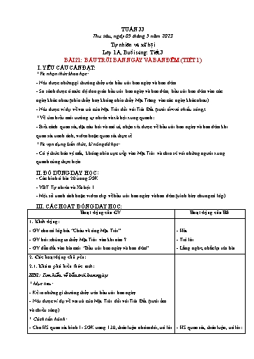 Kế hoạch bài dạy Tự nhiên và xã hội 1 - Tuần 33 - Năm học 2022-2023 - Phạm Chí Công