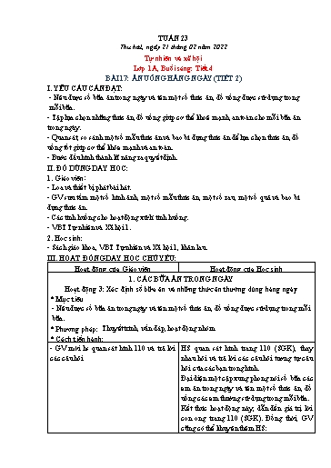 Kế hoạch bài dạy Tự nhiên và xã hội 1+2 + Đạo đức 1 - Tuần 23 - Năm học 2021-2022 - Phạm Chí Công