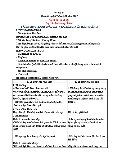 Kế hoạch bài dạy Tự nhiên và xã hội 1+2 + Đạo đức 1 - Tuần 24 - Năm học 2021-2022 - Phạm Chí Công