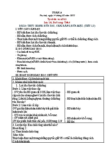 Kế hoạch bài dạy Tự nhiên và xã hội 1+2 + Khoa học 4 - Tuần 14 - Năm học 2021-2022 - Phạm Chí Công