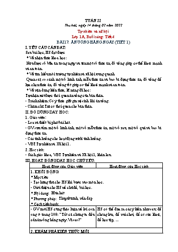 Kế hoạch bài dạy Tự nhiên và xã hội 1+2 + Khoa học 4 - Tuần 22 - Năm học 2021-2022 - Phạm Chí Công