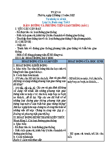 Kế hoạch bài dạy Tự nhiên và xã hội 1+2 - Tuần 11 - Năm học 2021-2022 - Phạm Chí Công