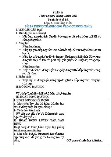 Kế hoạch bài dạy Tự nhiên và xã hội 1+2 - Tuần 26 - Năm học 2022-2023 - Phạm Chí Công