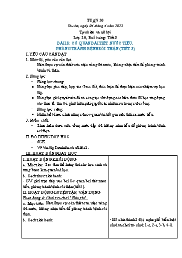 Kế hoạch bài dạy Tự nhiên và xã hội 1+2 - Tuần 30 - Năm học 2022-2023 - Phạm Chí Công