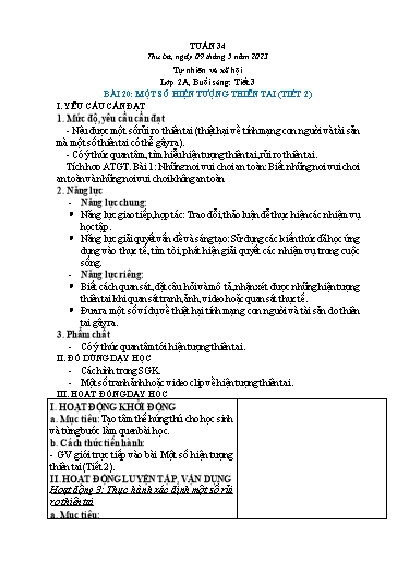 Kế hoạch bài dạy Tự nhiên và xã hội 1+2 - Tuần 34 - Năm học 2022-2023 - Phạm Chí Công