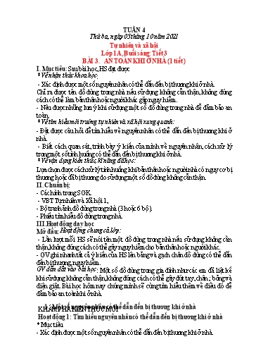 Kế hoạch bài dạy Tự nhiên và xã hội + Đạo đức 1 - Tuần 4 - Năm học 2021-2022 - Phạm Chí Công