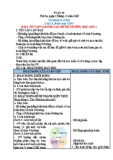 Kế hoạch bài dạy Tự nhiên và xã hội Lớp 1+2 - Tuần 10 - Năm học 2022-2023 - Phạm Chí Công