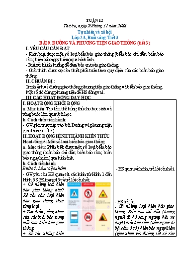 Kế hoạch bài dạy Tự nhiên và xã hội Lớp 1+2 - Tuần 12 - Năm học 2021-2022 - Phạm Chí Công