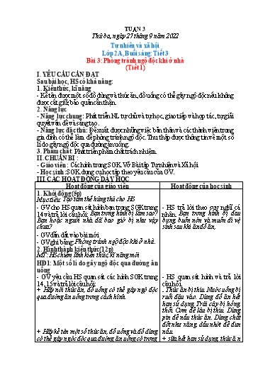 Kế hoạch bài dạy Tự nhiên và xã hội Lớp 1+2 - Tuần 3 - Năm học 2022-2023 - Phạm Chí Công