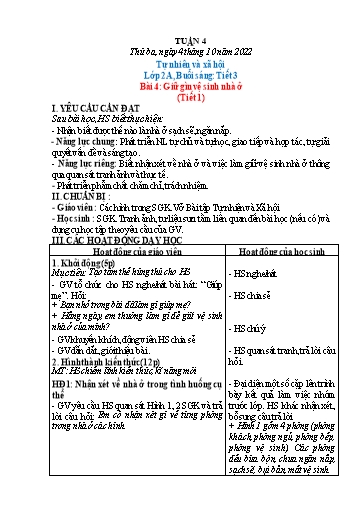 Kế hoạch bài dạy Tự nhiên và xã hội Lớp 1+2 - Tuần 4 - Năm học 2022-2023 - Phạm Chí Công