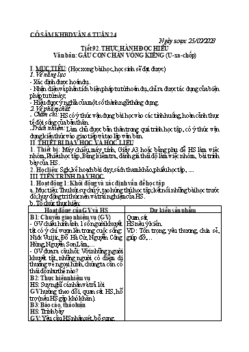 Kế hoạch bài học các môn học Lớp 6 - Tuần 24 - Năm học 2022-2023 - Trường THCS Trần Kim Xuyến