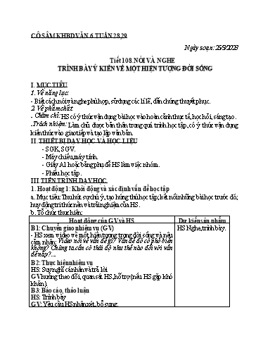 Kế hoạch bài học các môn học Lớp 6 - Tuần 28+29 - Năm học 2022-2023 - Trường THCS Trần Kim Xuyến