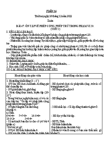 Kế hoạch bài học các môn Lớp 2 - Tuần 35 - Năm học 2022-2023 - Đinh Thị Thể