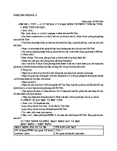 Kế hoạch bài học các môn Lớp 7+8 - Tuần 1 - Năm học 2023-2024 - Trường THCS Trần Kim Xuyến