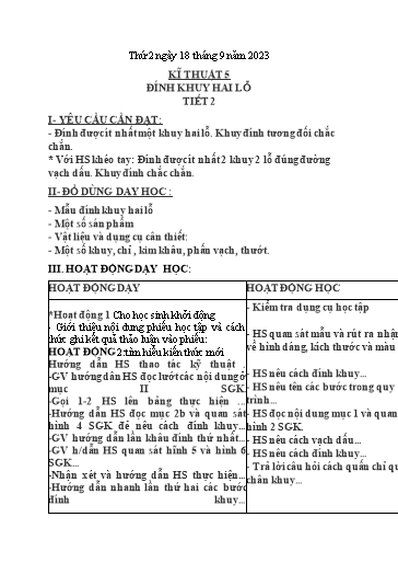 Kế hoạch bài học các môn Tiểu học - Tuần 2 - Năm học 2022-2023 - Nguyễn Thị Kim Anh