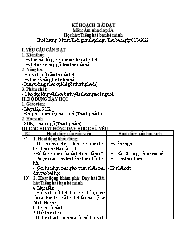 Kế hoạch bài học các môn Tiểu học - Tuần 24 - Năm học 2022-2023 - Cao Thị Liễu
