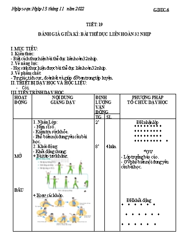 Kế hoạch bài học Giáo dục thể chất 6+7 - Tiết 19+20 - Năm học 2022-2023 - Trường THCS Trần Kim Xuyến