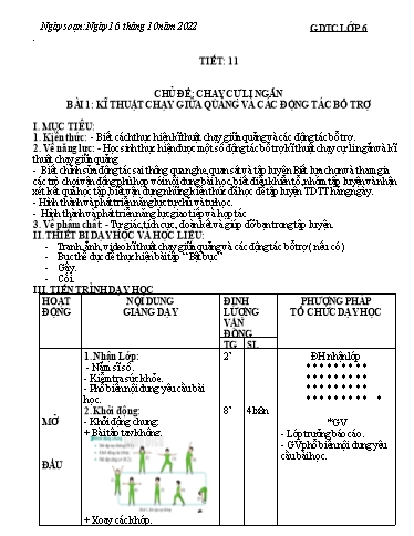 Kế hoạch bài học Giáo dục thể chất 6+7 - Tuần 6 - Năm học 2022-2023 - Trường THCS Trần Kim Xuyến