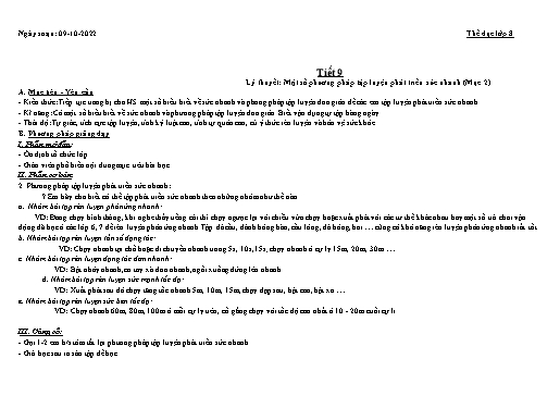 Kế hoạch bài học Giáo dục thể chất 8 - Tuần 5 - Năm học 2022-2023 - Trường THCS Trần Kim Xuyến