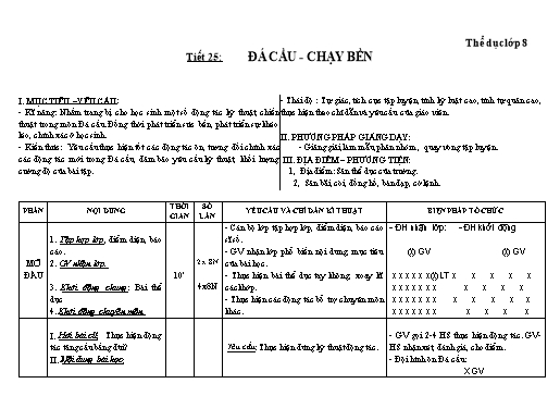 Kế hoạch bài học Giáo dục thể chất 8+9 - Tiết 25+26 - Năm học 2022-2023 - Trường THCS Trần Kim Xuyến