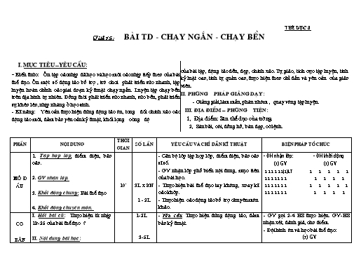 Kế hoạch bài học Giáo dục thể chất 8+9 - Tuần 8 - Năm học 2022-2023 - Trường THCS Trần Kim Xuyến