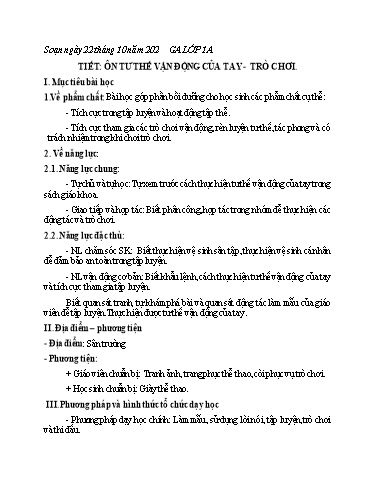 Kế hoạch bài học Giáo dục thể chất Lớp 1-4 - Tuần 7 - Năm học 2022-2023 - Bùi Xuân Thân